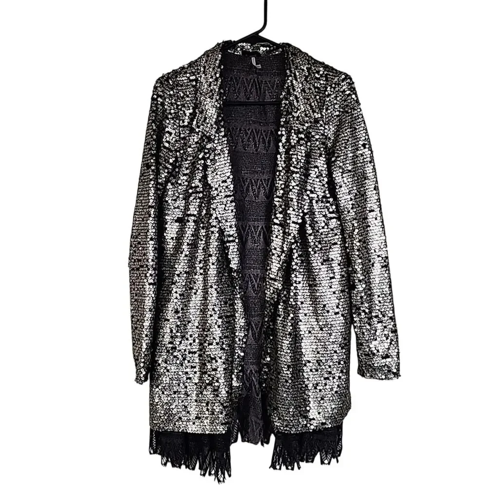 Free People Stardust Tarnished Sequin Lace XS Coat Jacket